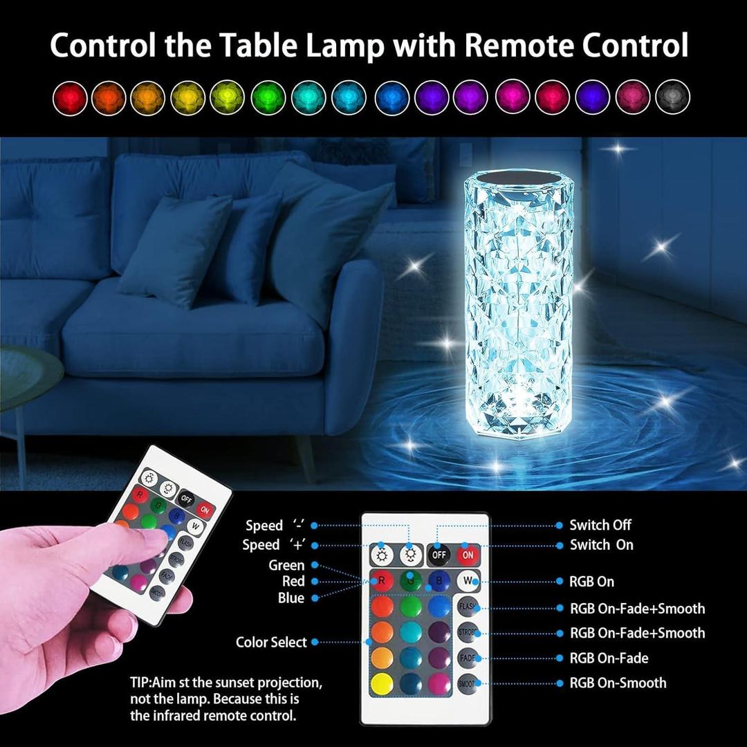 Rechargeable LED Table Lamp White 3cm Remote Control